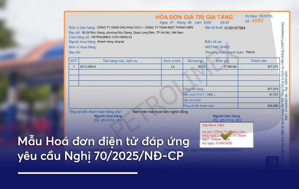 Mẫu Hoá đơn điện tử đáp ứng yêu cầu Nghị 70/2025/NĐ-CP